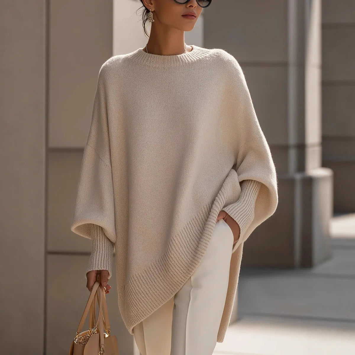 SONA™ | Oversized Knit Poncho Sweater