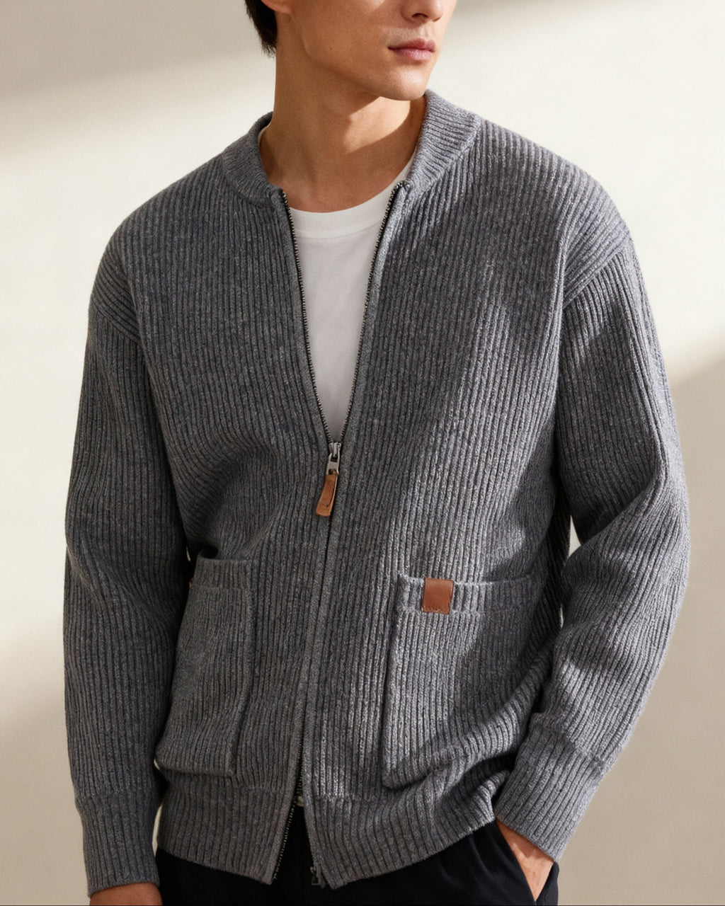 CHARLIE™ | Ribbstickad Cardigan