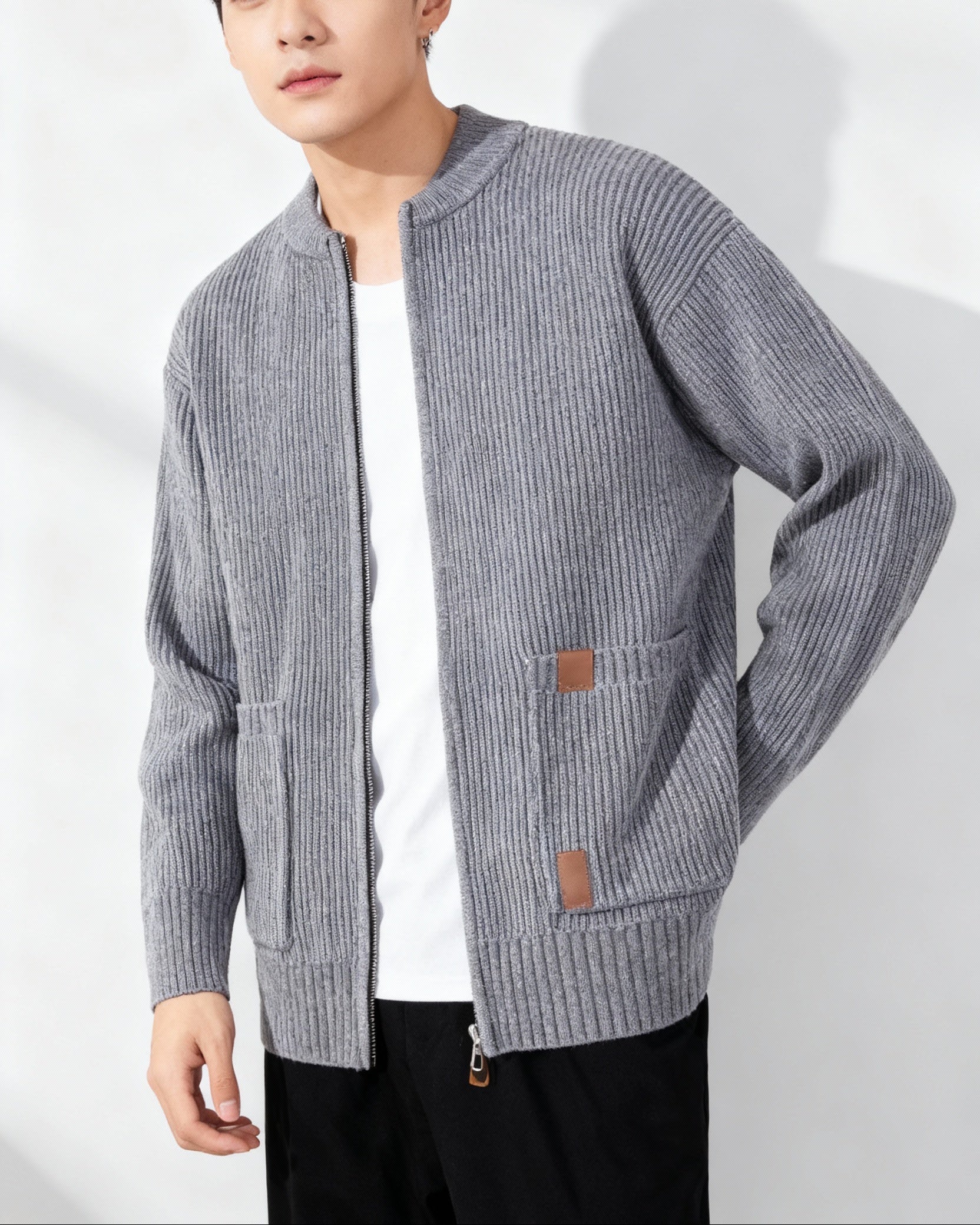 CHARLIE™ | Ribbstickad Cardigan